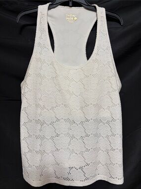 Lilly Pulitzer Asana Bra Tank Resort White Floral Stretch Eyelet in Women’s XL